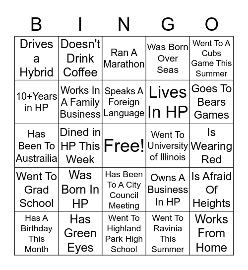 Business Summit Icebreaker Bingo Card