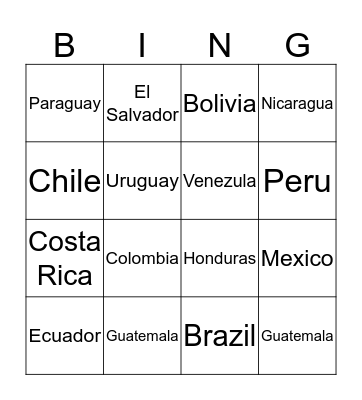 Flag Bingo! Bingo Card