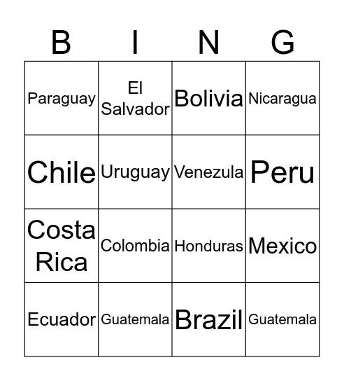 Flag Bingo! Bingo Card