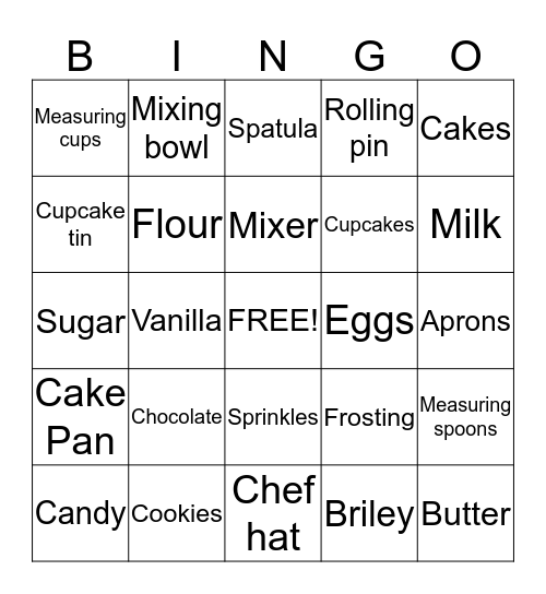 Briley's Baking Bingo Card
