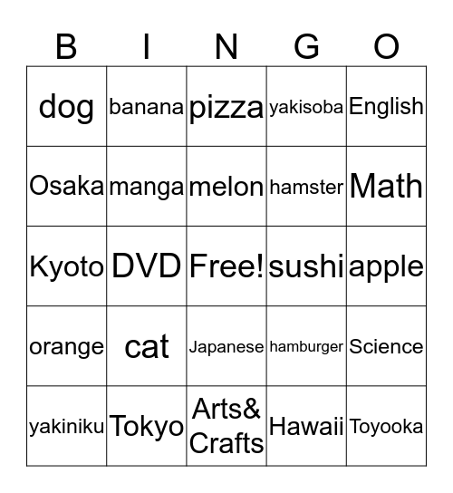 英語BINGO Card
