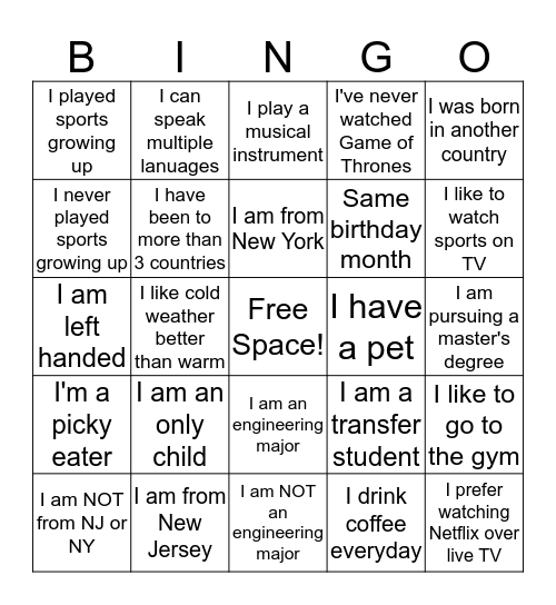 Harlow Bingo! Bingo Card