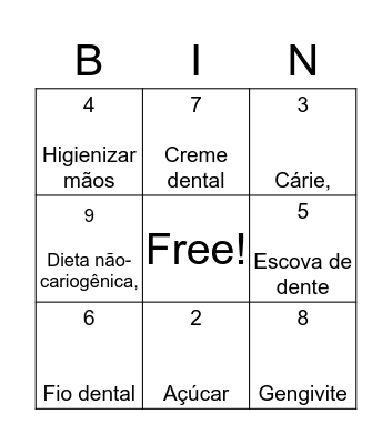 Bingo da saúde Bingo Card