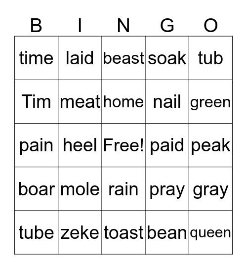 I can spell-Book 2-review Bingo Card
