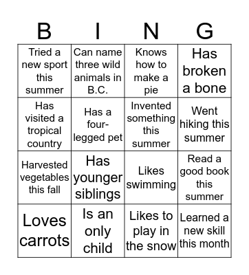 Find someone who... Bingo Card