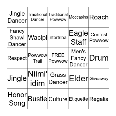 Powwow Bingo Card