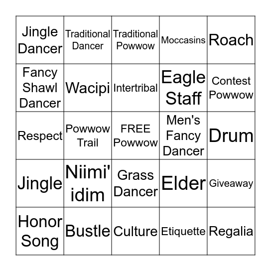 Powwow Bingo Card