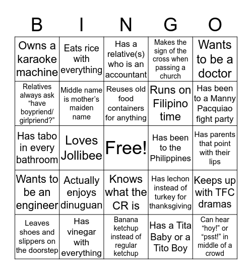 Bayanihan Bingo Card