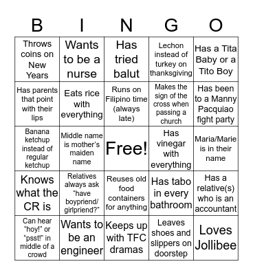 Bayanihan Bingo Card