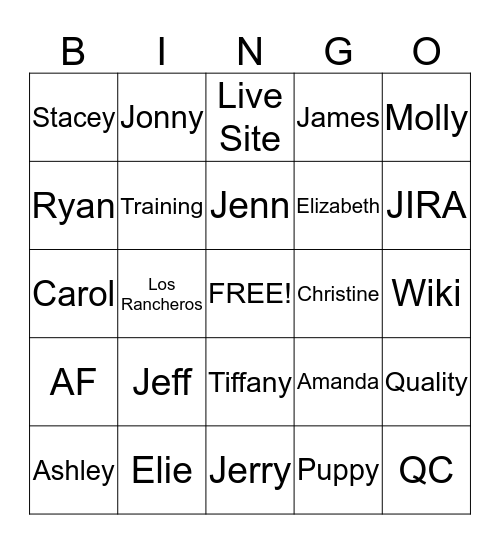 Corporate Quality Bingo Card