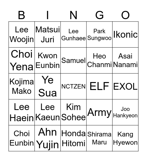 LEOVA BINGO- @LVYUJU96 Bingo Card