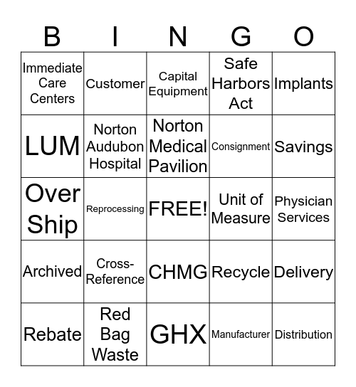 Material  Management Week Bingo Card