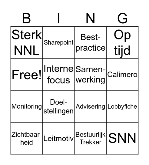 Algemene LOBBY BINGO Card