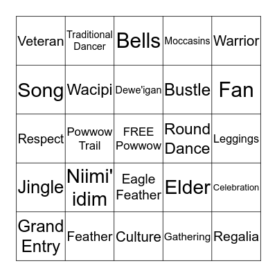 Powwow Bingo Card