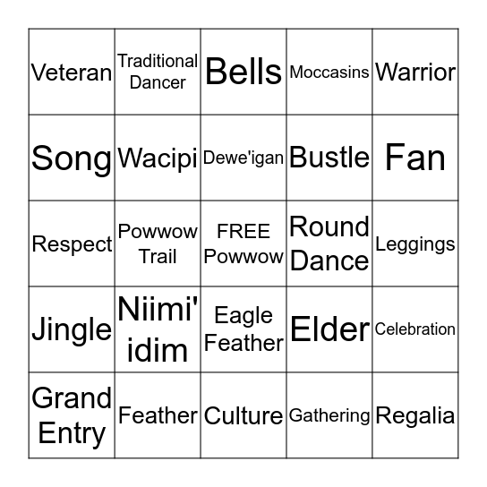 Powwow Bingo Card