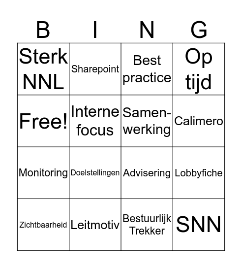 Algemene LOBBY BINGO Card