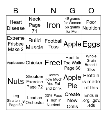 PROTEIN BINGO Card