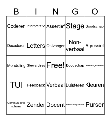 Communicatie Bingo Card