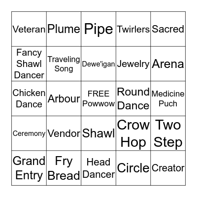 Powwow Bingo Card