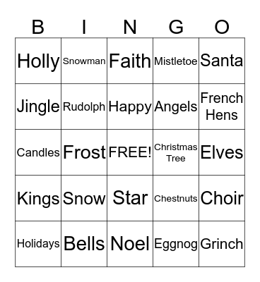 Christmas Bingo Card