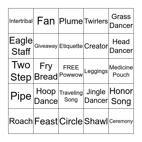 Powwow Bingo Card