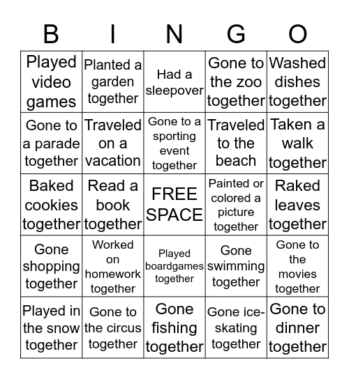 Grandfriend's Day Bingo Card