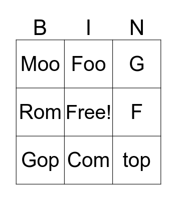 Foo Bingo Card