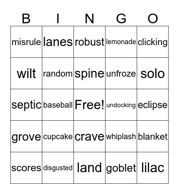 Wilson Bingo Card