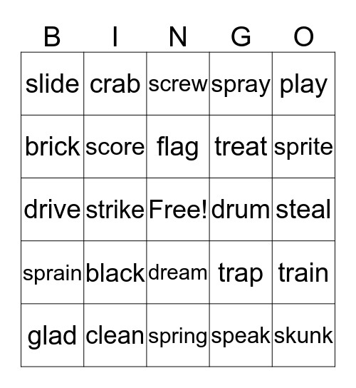 Book-3-unit-01-L,R, S blends Bingo Card