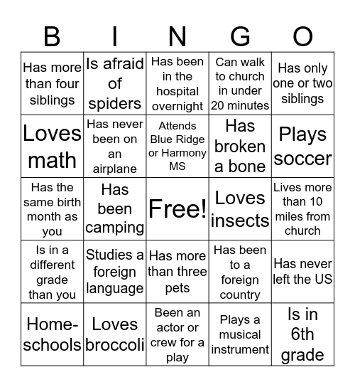 Human Bingo: Find Someone Who Bingo Card