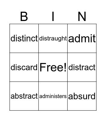 vocabulary practice Bingo Card