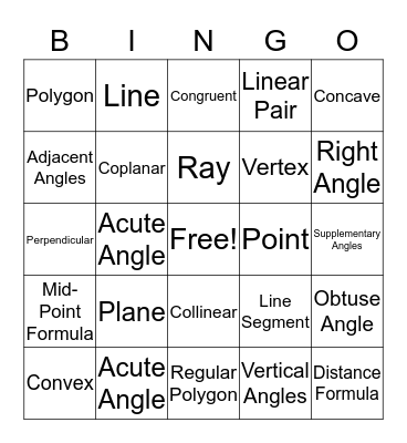 Geometry  Bingo Card