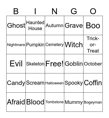 Halloween Bingo Card