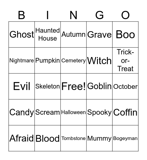 Halloween Bingo Card