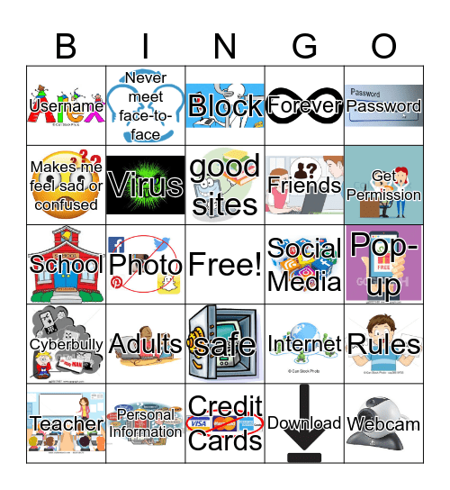 Internet Safety Bingo Card