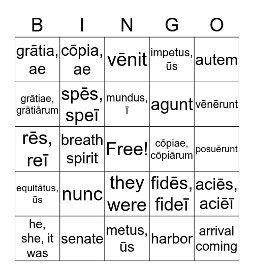 Lesson 5, 6, misc. Bingo Card