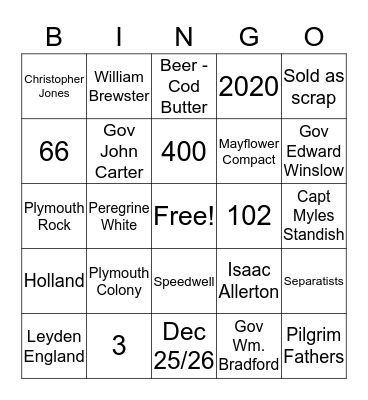 MAYFLOWER GATHERING Bingo Card