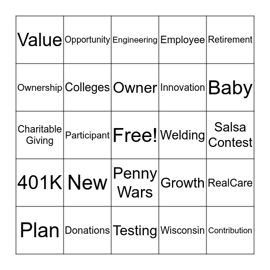 ESOP Bingo Card