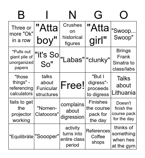 Ed Bingo Card