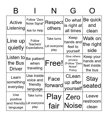 PBIS Bingo 2018 Bingo Card