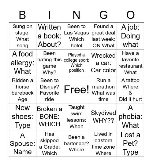 WHO HAS.. Bingo Card