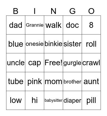 baby Bingo Card