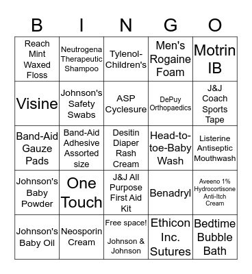 Customer Service Week Historic J&J Products Bingo Card