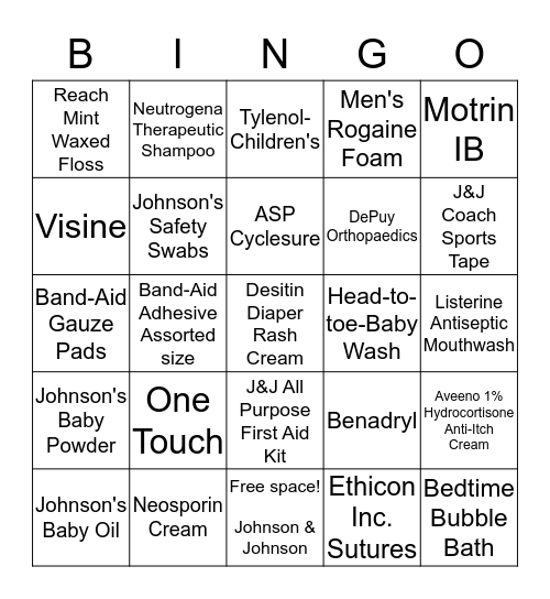 Customer Service Week Historic J&J Products Bingo Card