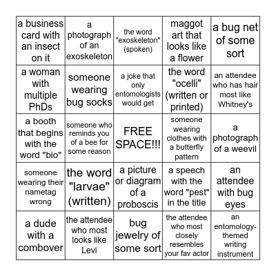 EntomoloBingo! Bingo Card