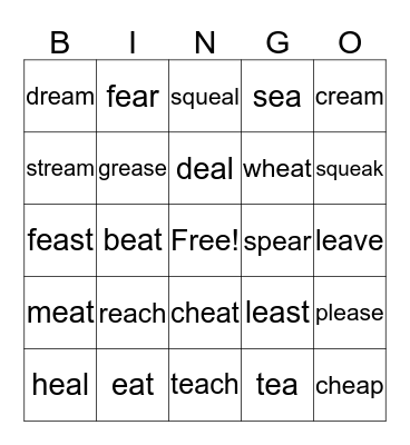'ea' bingo - Set 1 Bingo Card