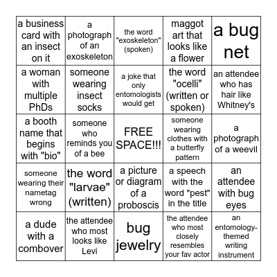 EntomoloBingo! Bingo Card