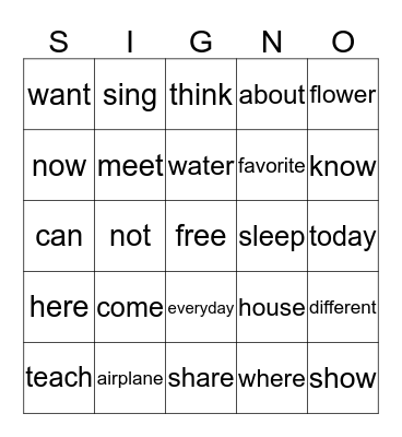 Review  Bingo Card