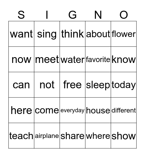 Review  Bingo Card