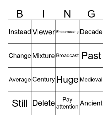 Bingo vocabulary H1 Bingo Card